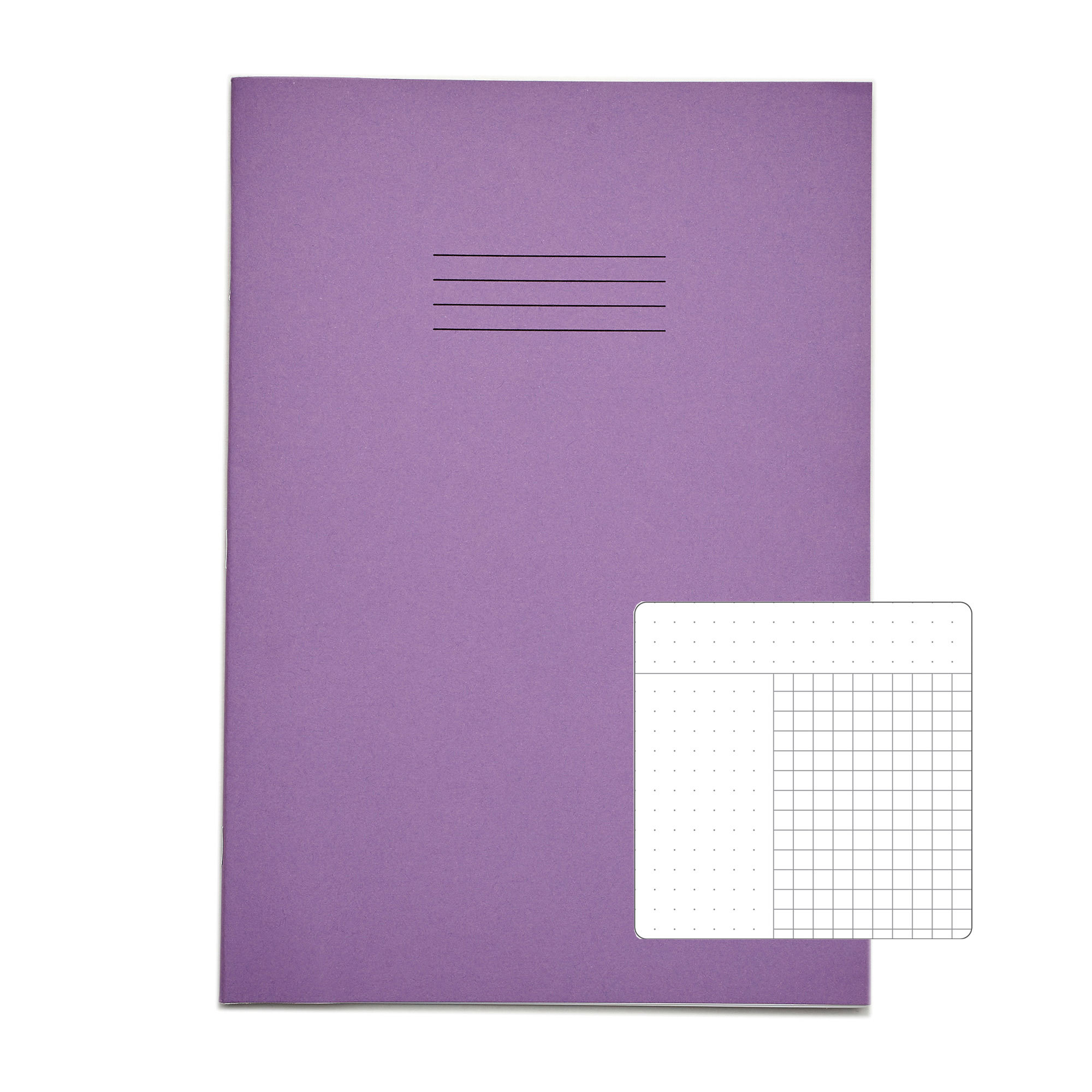 RHINO A4 Cornell Exercise Book - 5mm Squared | 80pg/50pk - Purple
