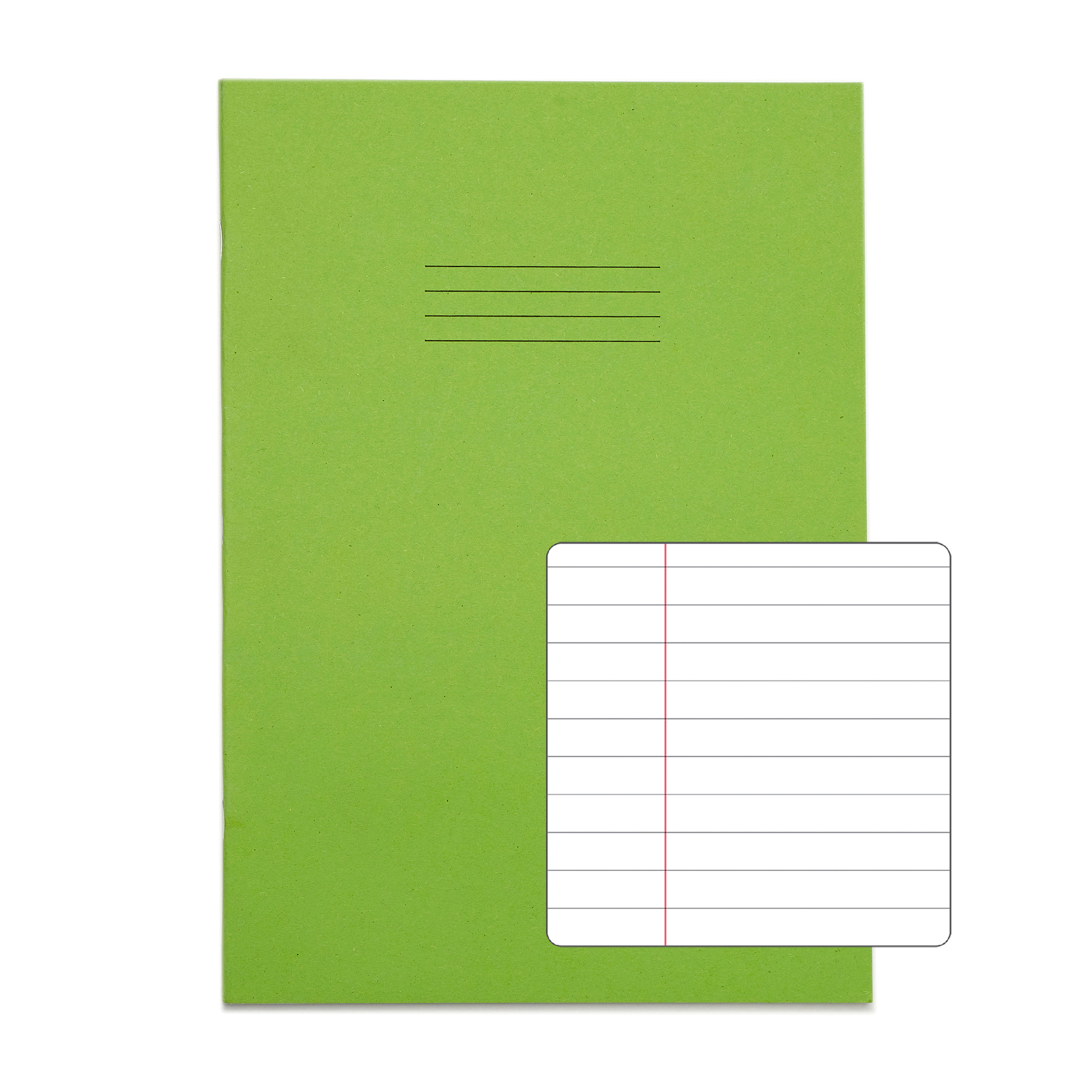RHINO A4 Exercise Book - 8mm Lined + Margin | 32pg/100pk - Light Green
