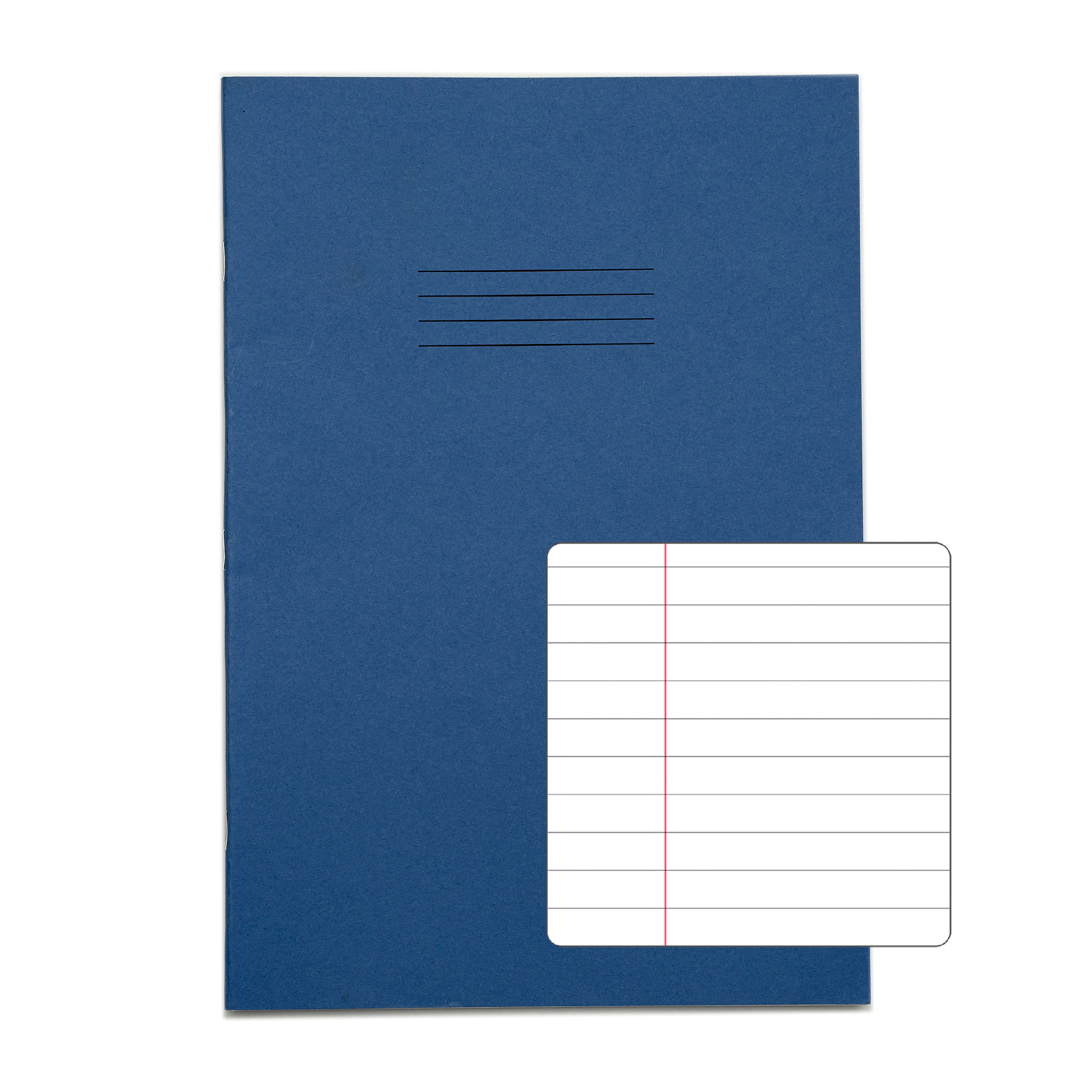 RHINO A4 Exercise Book - 8mm Lined + Margin | 48pg/10pk - Dark Blue