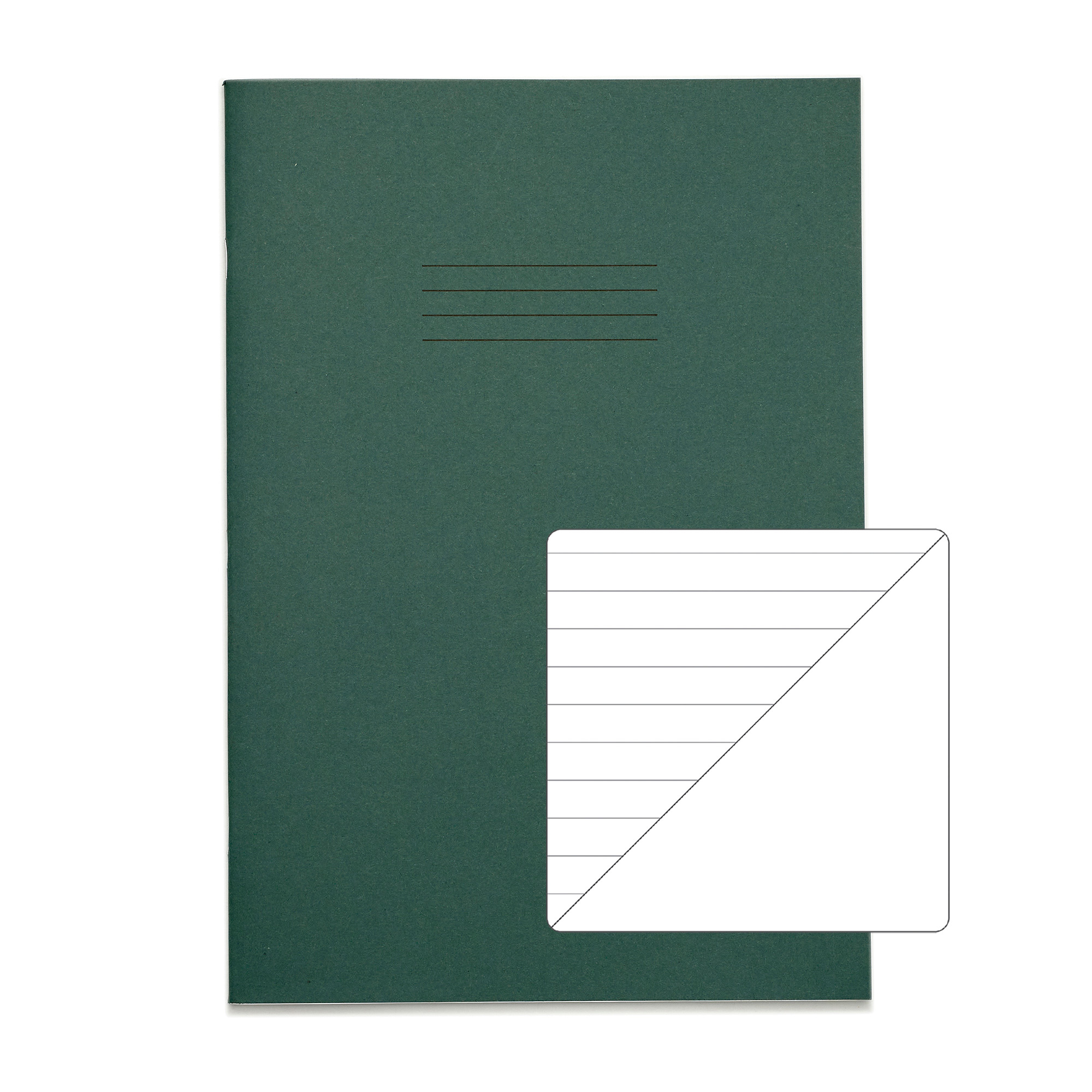 RHINO A4 Exercise Book - 8mm Lined/Blank Alternate | 48pg/100pk - Dark Green