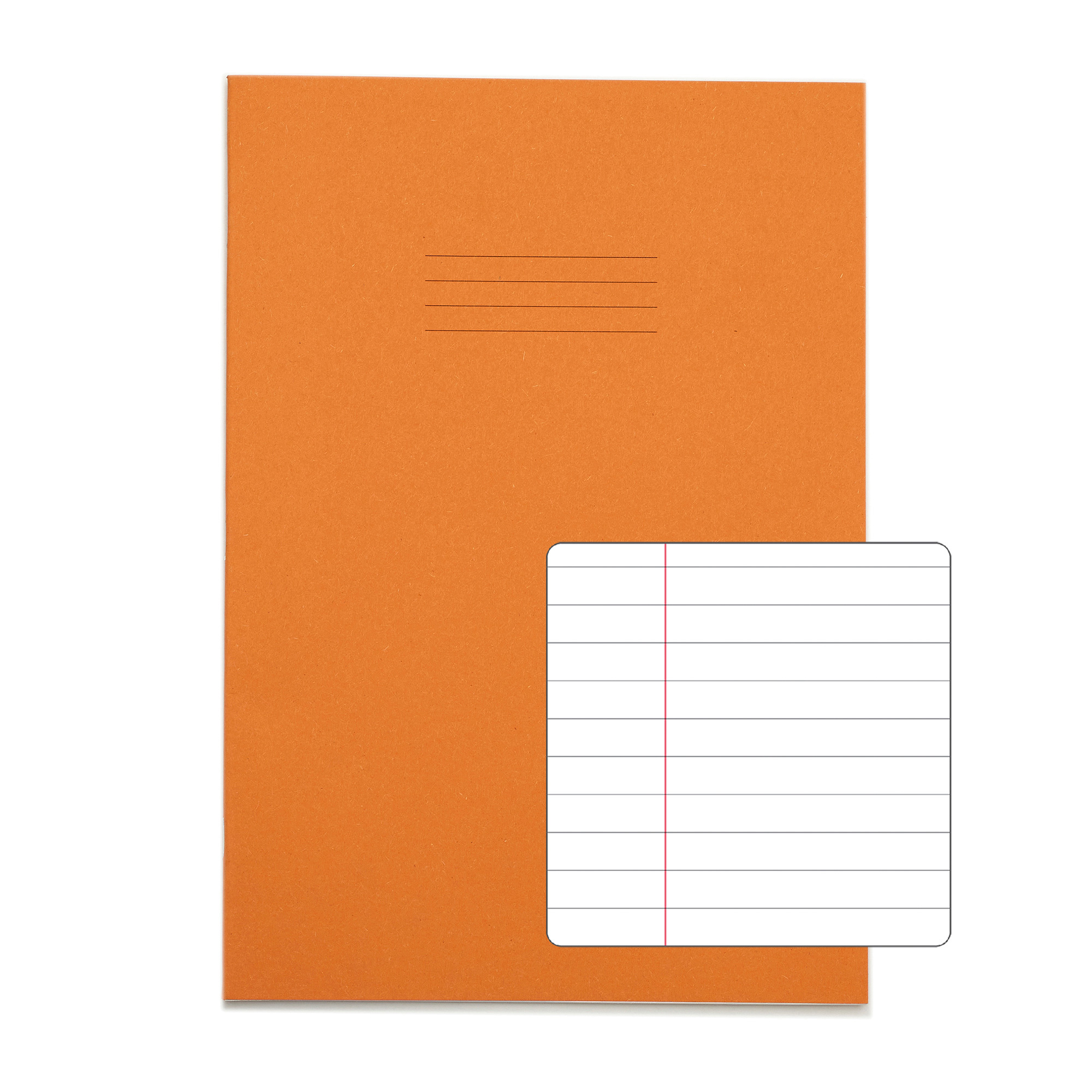 RHINO A4 Exercise Book - 8mm Lined + Margin | 48pg/100pk - Orange