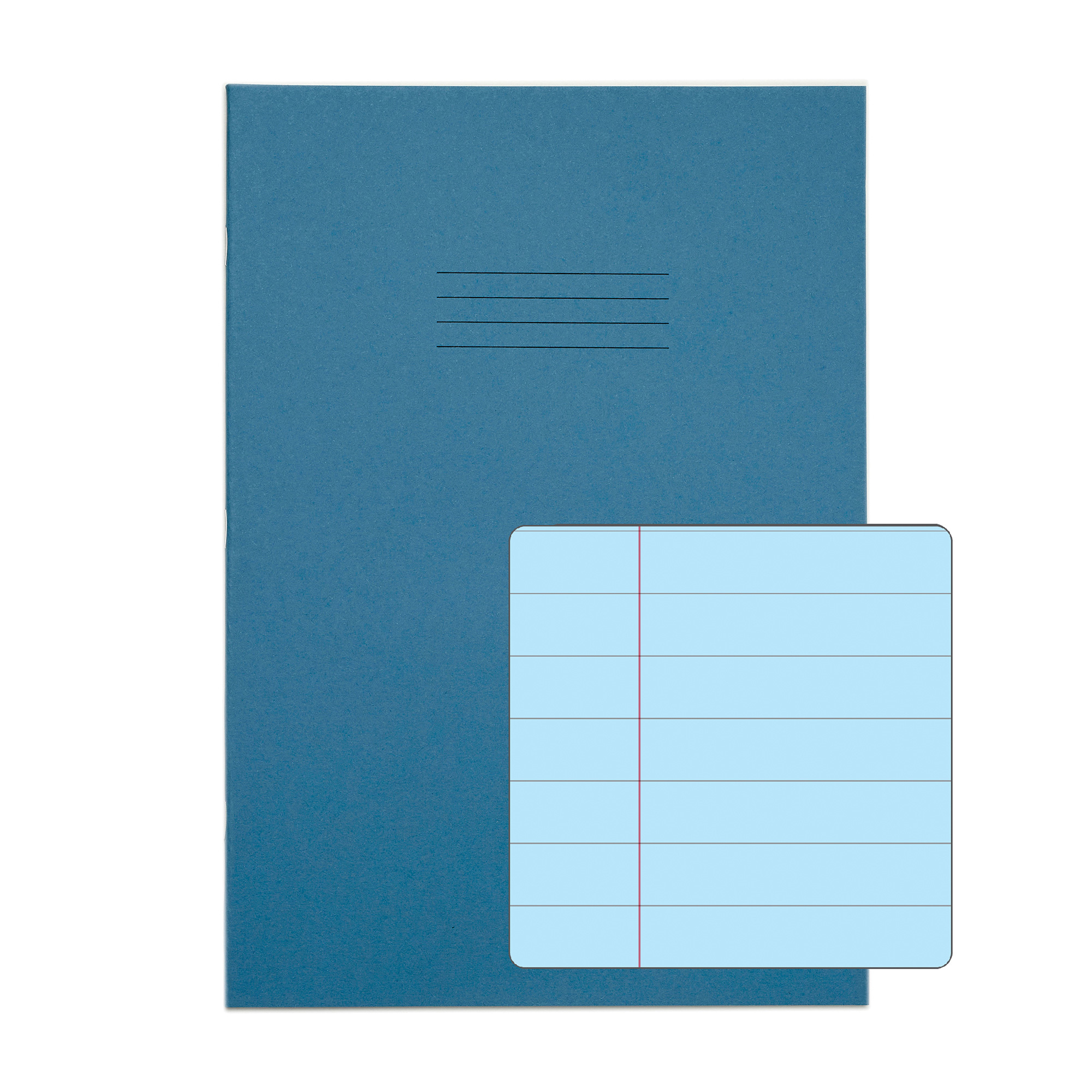 RHINO A4 Exercise Book - 12mm Lined + Margin - Blue Tinted Paper | 48pg/50pk - Light Blue