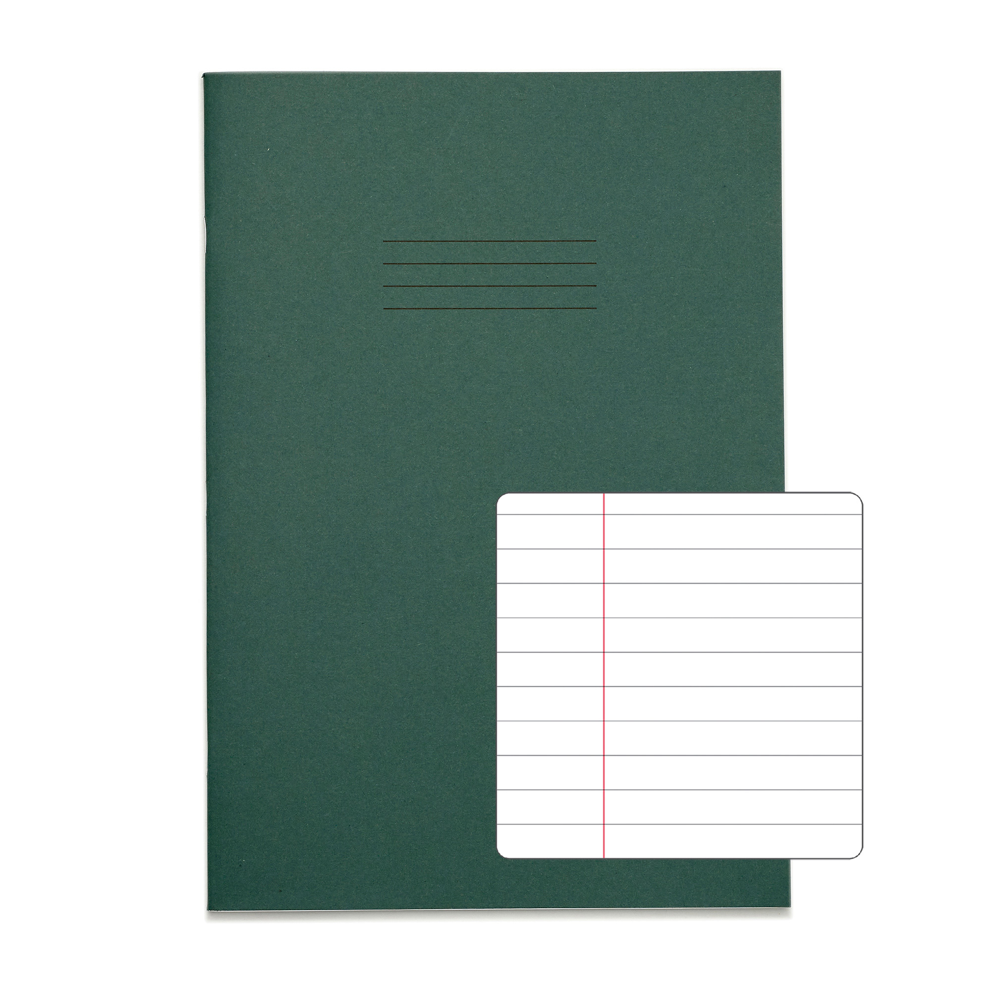 RHINO A4 Exercise Book - 8mm Lined + Margin | 64pg/50pk - Dark Green
