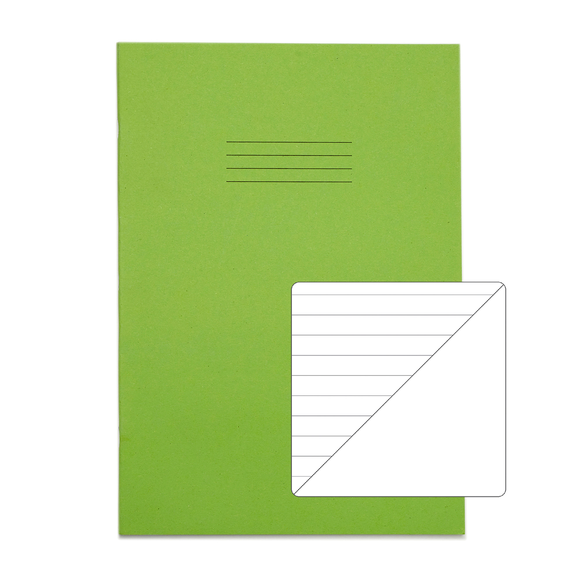 RHINO A4 Exercise Book - 8mm Lined/Blank Alternate | 64pg/10pk - Light Green