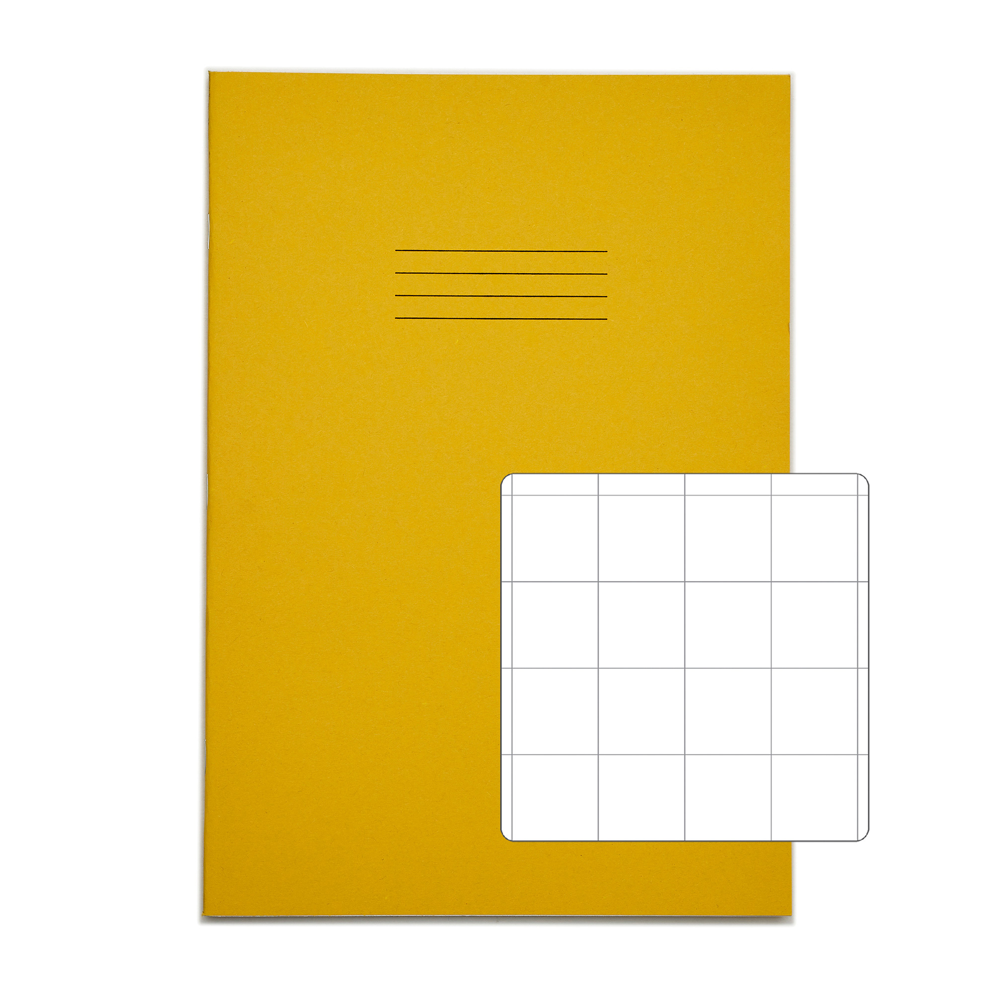 RHINO A4 Exercise Book - 20mm Squared | 64pg/50pk - Yellow