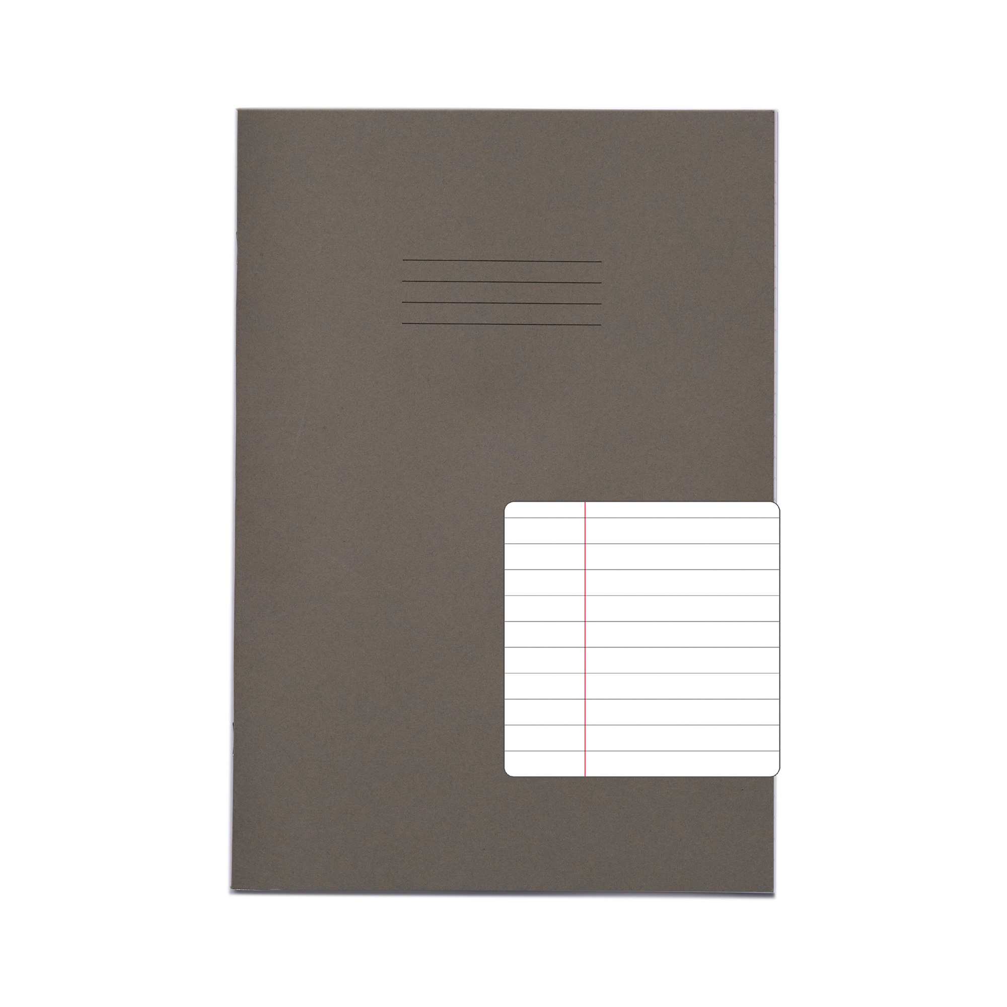 RHINO A4 Exercise Book - 8mm Lined + Margin | 80pg/10pk - Grey