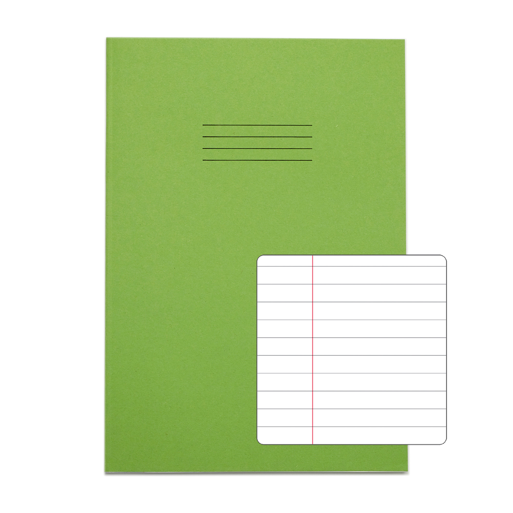 RHINO A4 Exercise Book - 8mm Lined + Margin | 80pg/10pk - Light Green