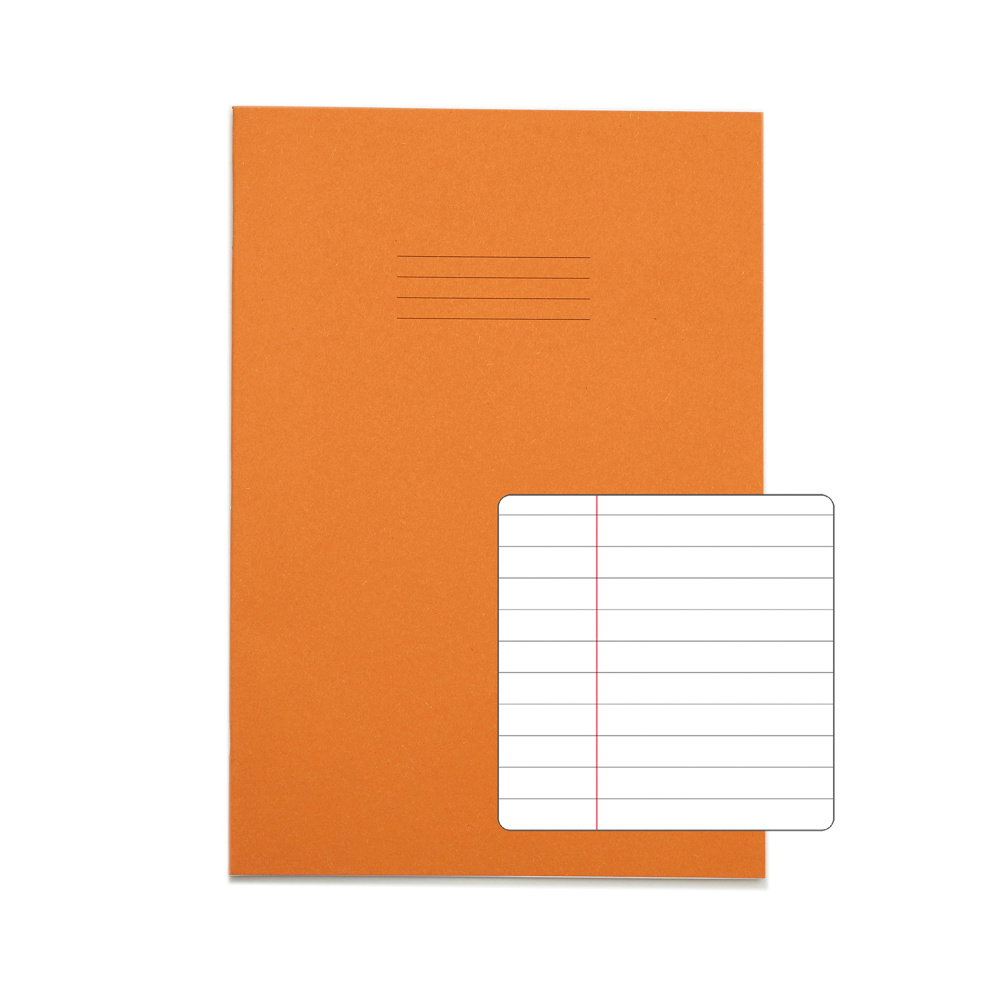 RHINO A4 Exercise Book - 8mm Lined + Margin | 80pg/10pk - Orange