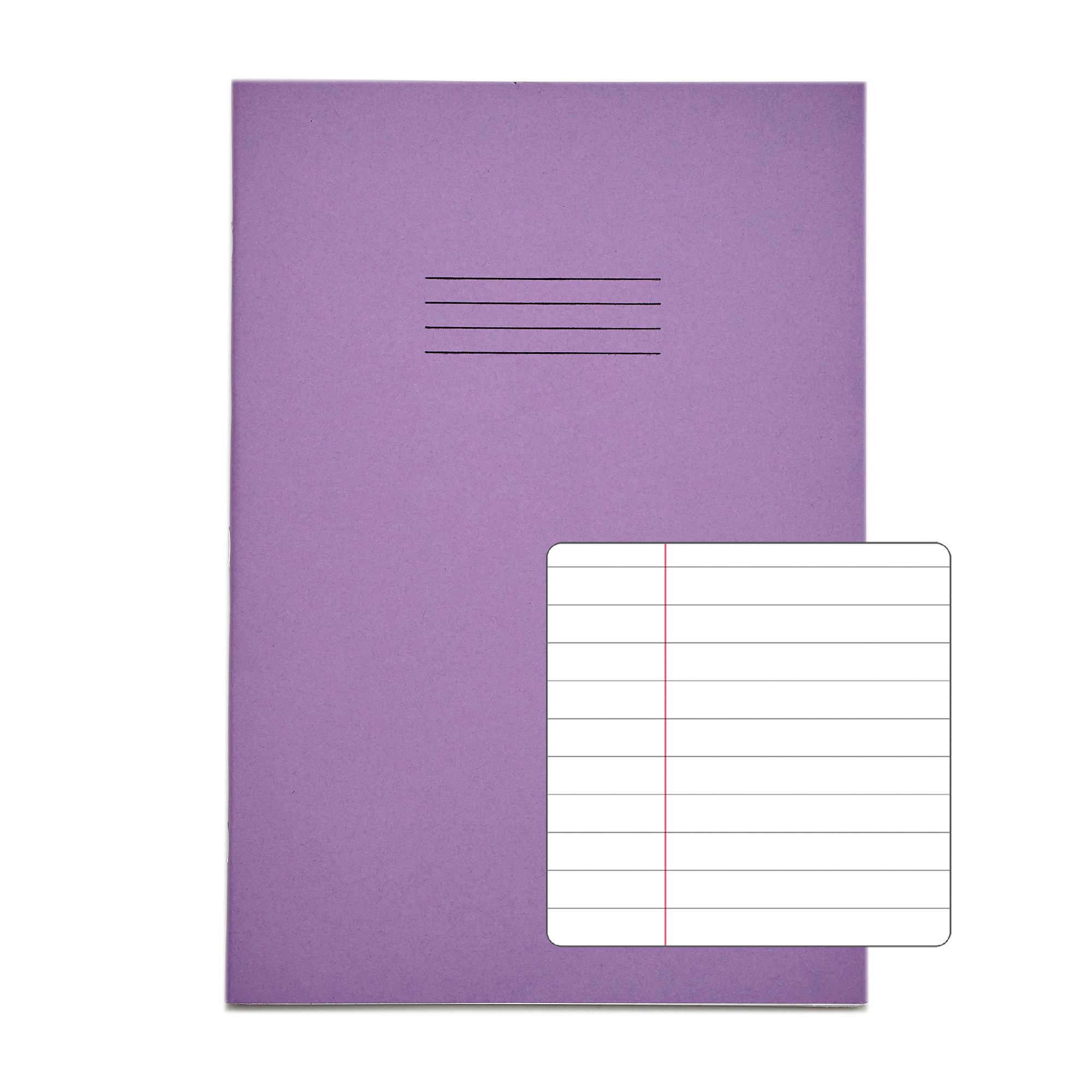 RHINO A4 Exercise Book - 8mm Lined + Margin | 80pg/50pk - Purple