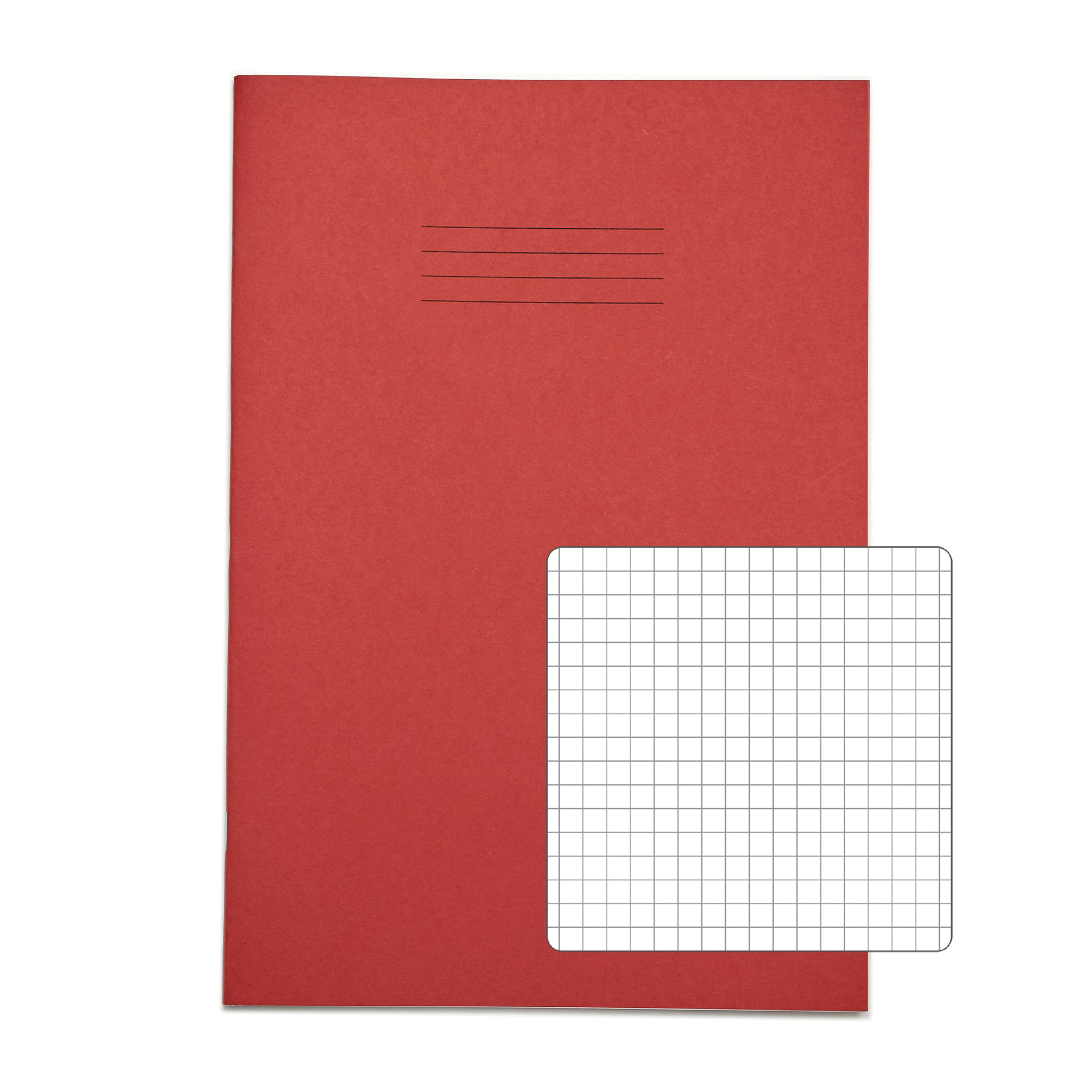 RHINO A4 Exercise Book - 5mm Squared | 80pg/10pk - Red