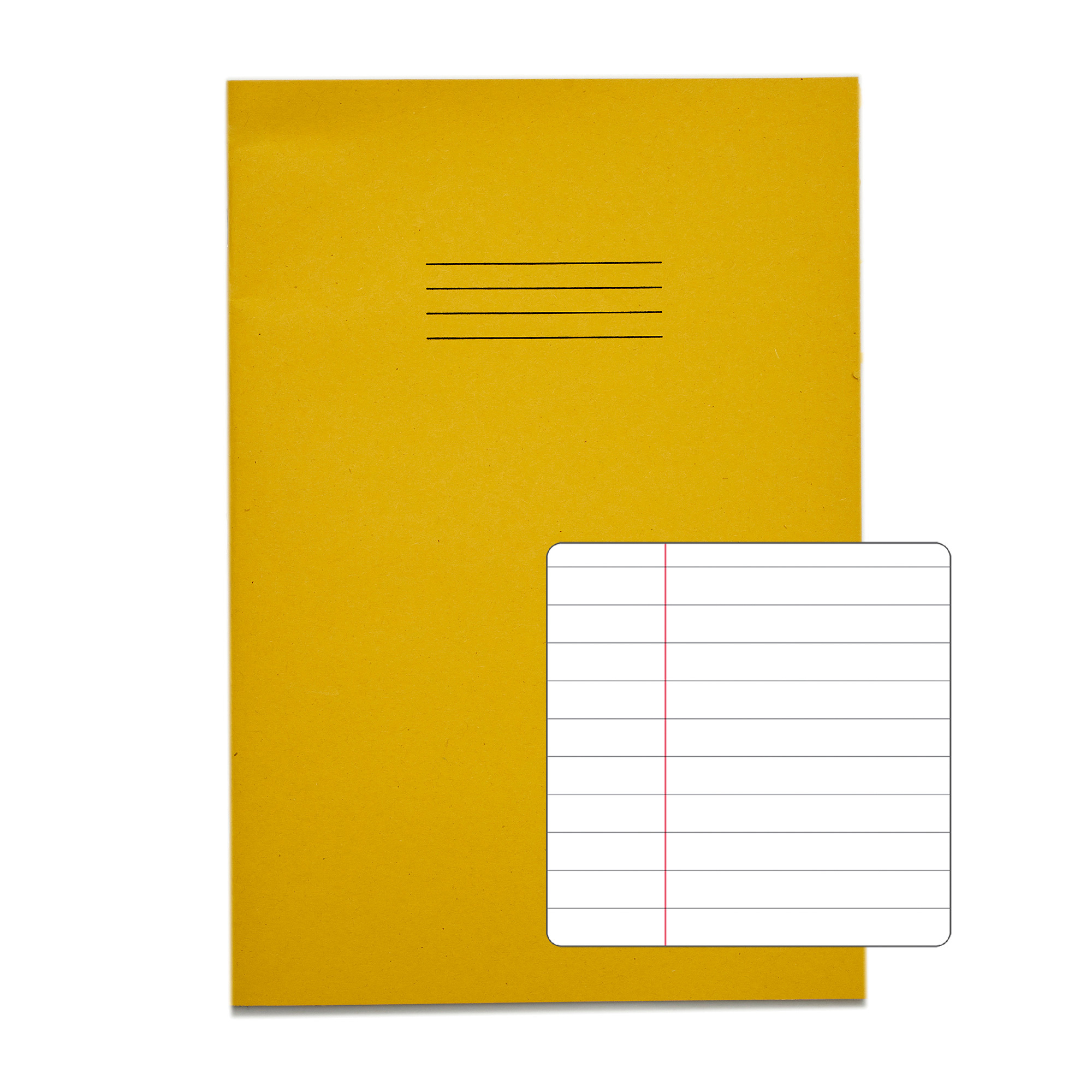 RHINO A4 Exercise Book - 8mm Lined + Margin | 80pg/10pk - Yellow