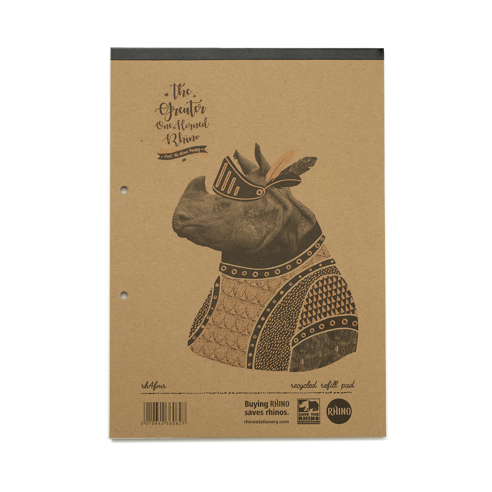 RHINO A4 Recycled Refill Pad - 8mm Lined + Margin | 160pg/5pk