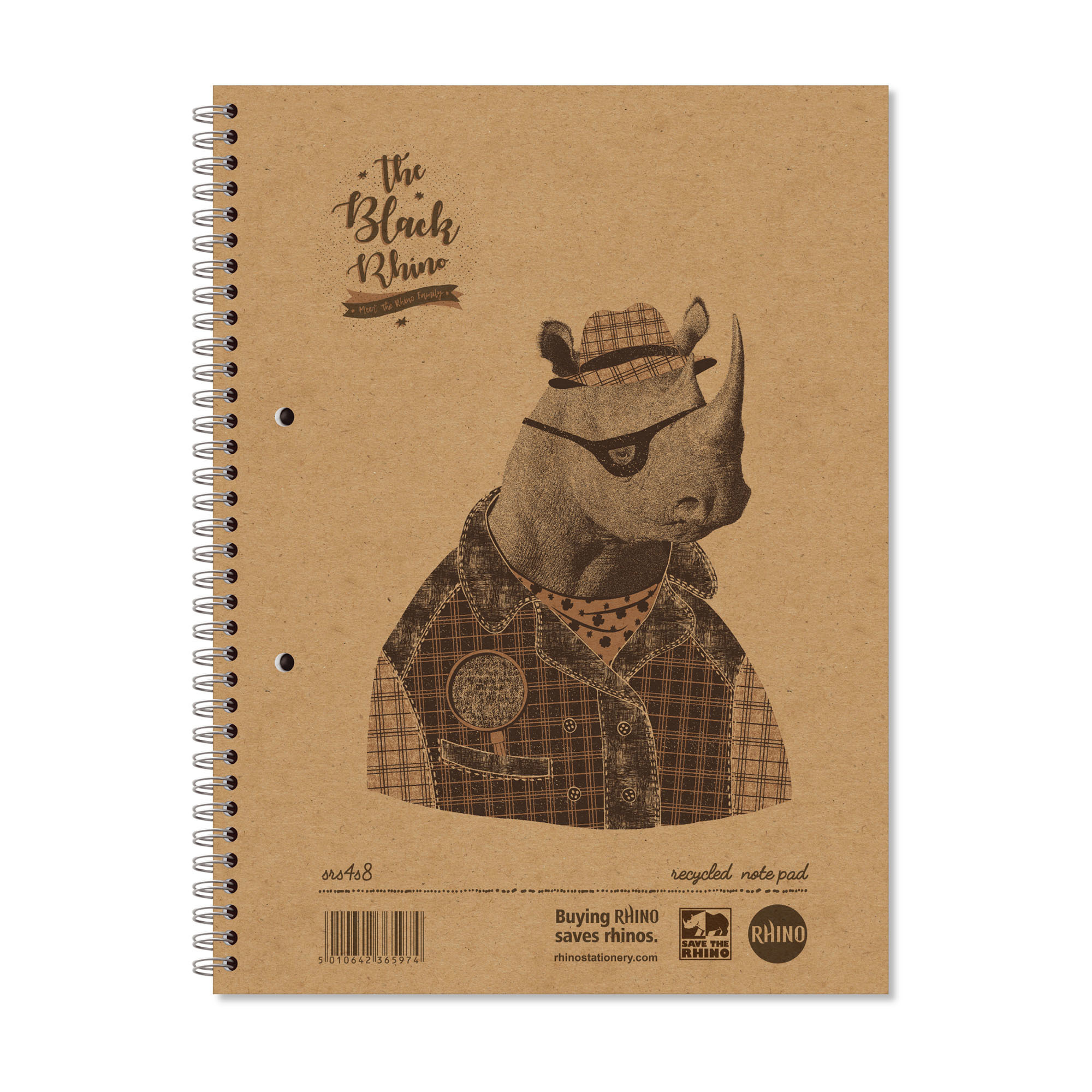 RHINO A4+ Recycled Twinwire Notebook - 8mm Lined + Margin | 160pg/5pk