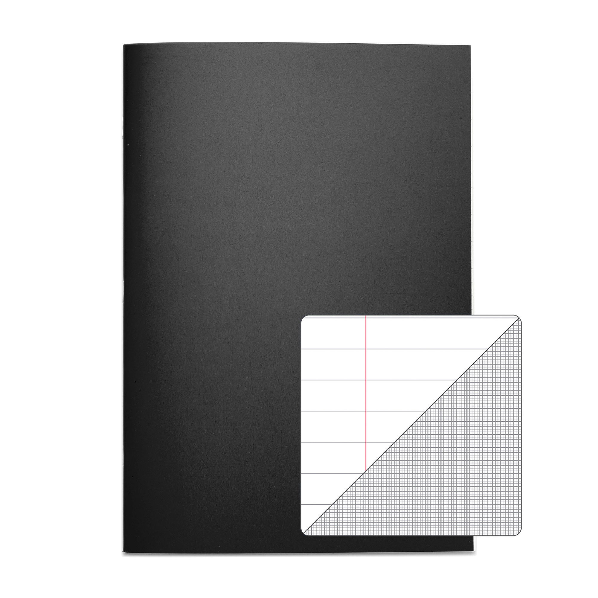 RHINO A4 Science Book - 8mm Lined + Margin/10mm Graph Alternate | 64pg/48pk - Black