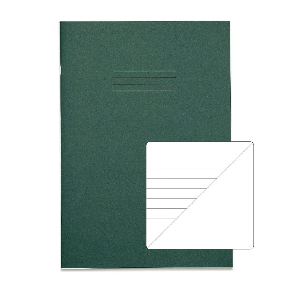 A4 Exercise Book 48 Page Dk Green 8mm Lined Plain Reverse Product 0 VEX681 67 2 LR