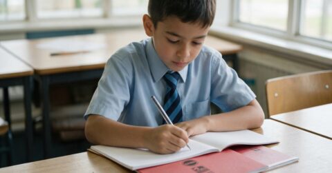 School Boy Writing RHINO Book 3 - Rhino Stationery